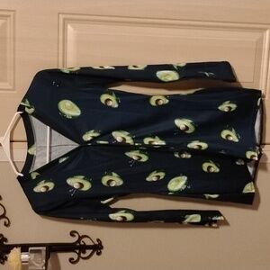 🌸Unbranded Navy Blue Long-Sleeve Avocado Sleep Romper Medium